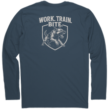 Load image into Gallery viewer, WORKTRAINBITE_Long_Sleeve_Tee___Indigo_Back_Mockup.png
