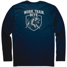 Load image into Gallery viewer, WORKTRAINBITE_Long_Sleeve_Tee___Midnight_Navy_Back_Mockup.png