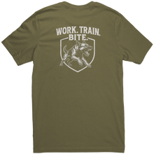 Load image into Gallery viewer, WORKTRAINBITE_Mens_Tee__MW_Ca_Military_Green_Back_Mockup.png