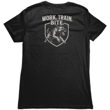 Load image into Gallery viewer, WORKTRAINBITE_Womens_Tee_Black_Back_Mockup.png_15588166